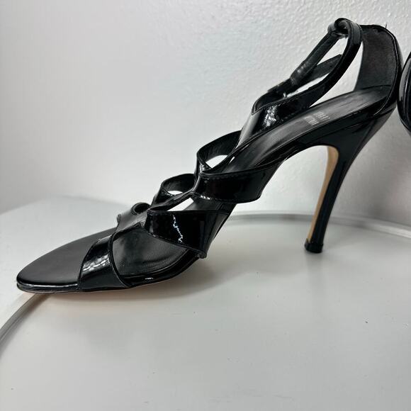 Stuart Weitzman Heels Caged Strappy Patent Leather Stiletto Open Toe Black 10 - Picture 8 of 11